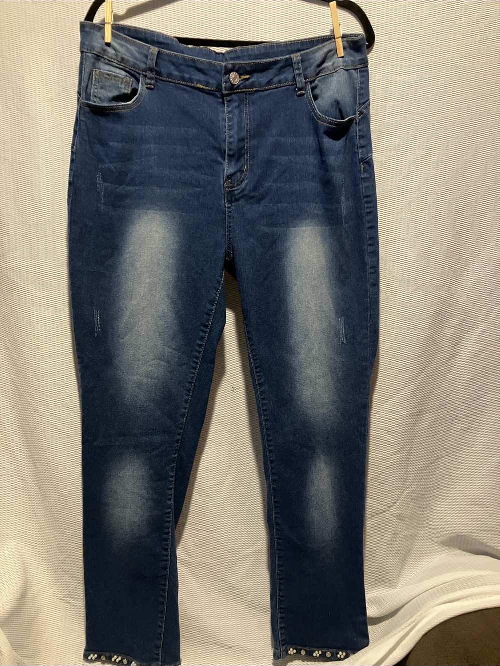 Women's Straight Leg Jeans in Dark Blue Washed Denim